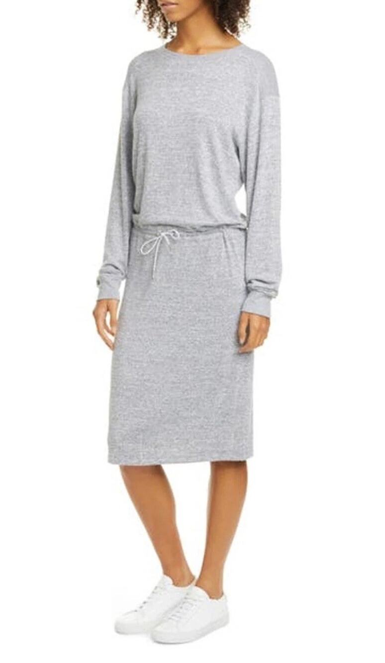 Rag & Bone Avryl Long-Sleeve Jersey Sweater Dress Heather Grey Midi S NWOT $275